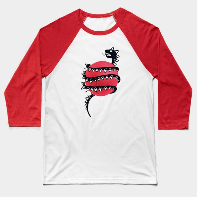 Black Dragon Snake Monster Baseball T-Shirt by Boriana Giormova